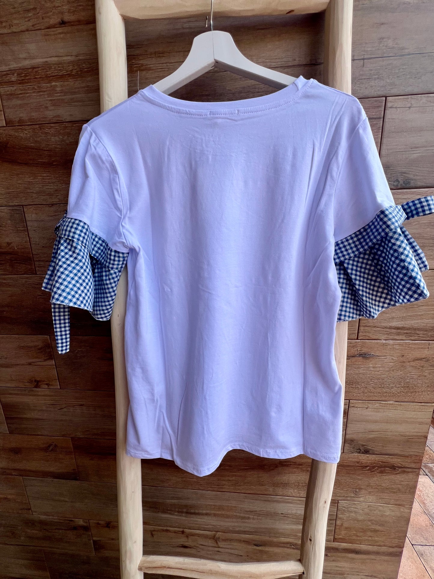 Camiseta manga Vichy Azul