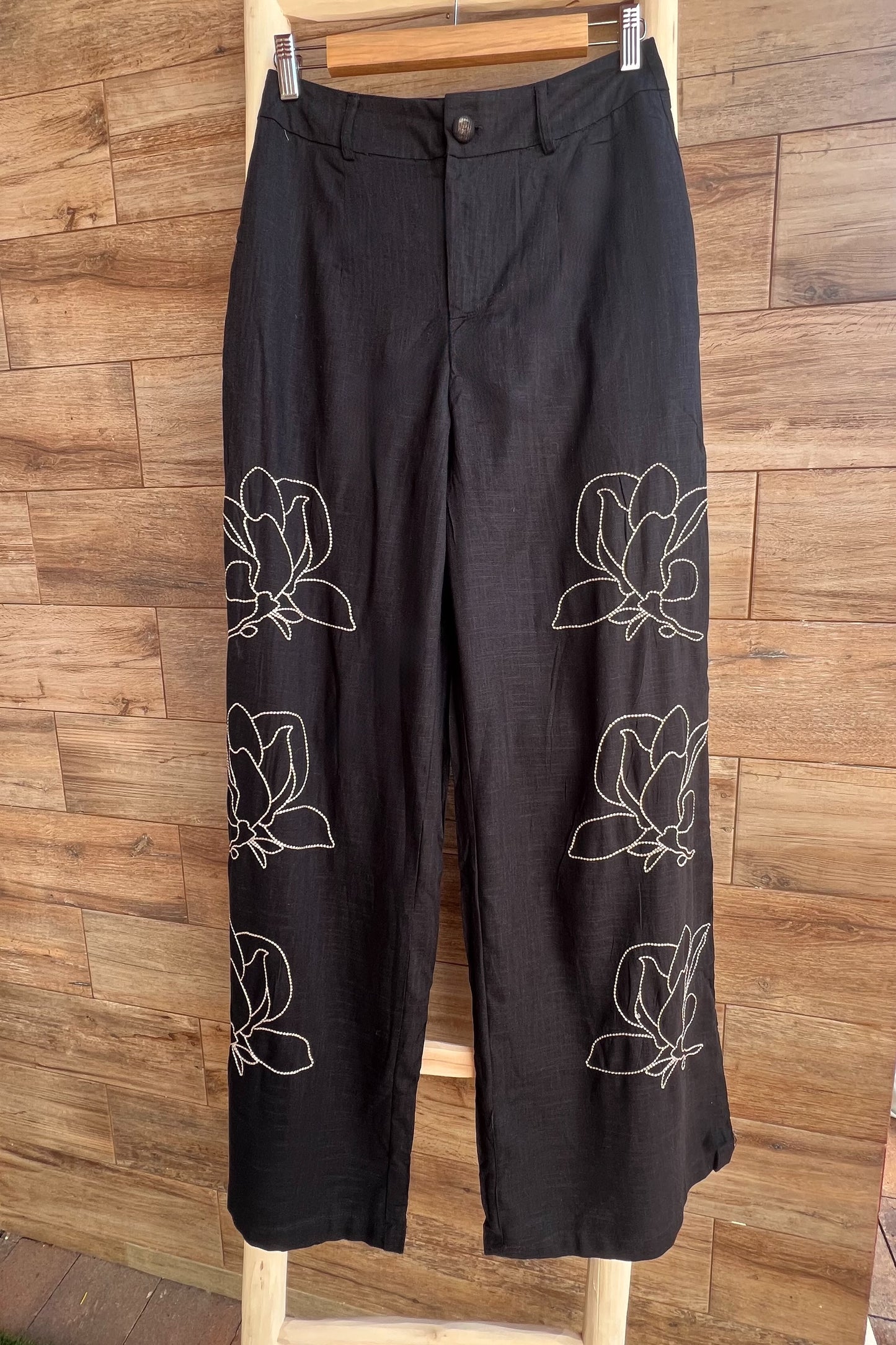Pantalón lino Negro