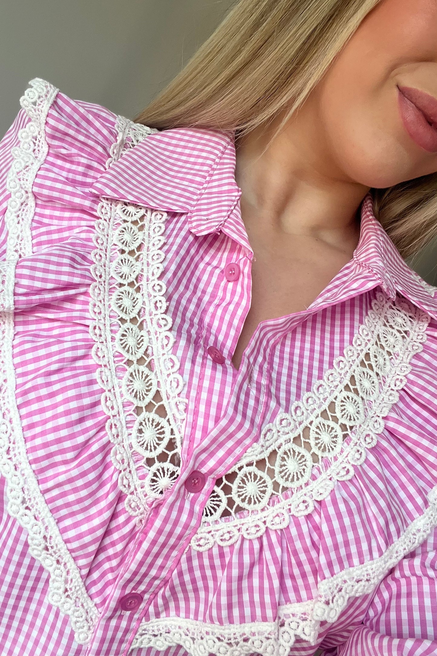 Camisa cuadro Vichy Rosa