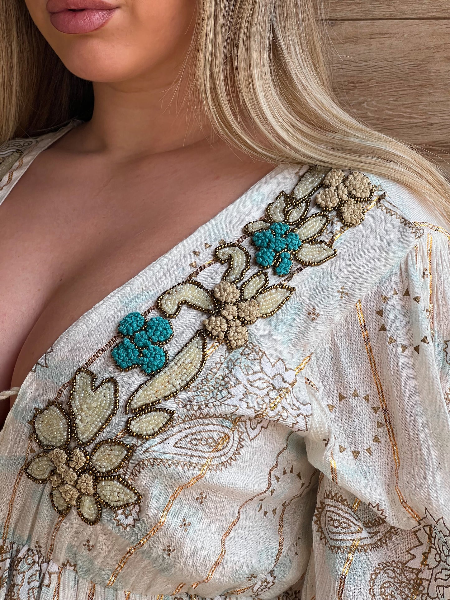 Vestido boho pedrería Azul