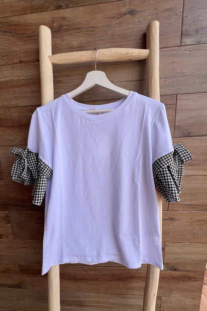 Camiseta manga Vichy Negra