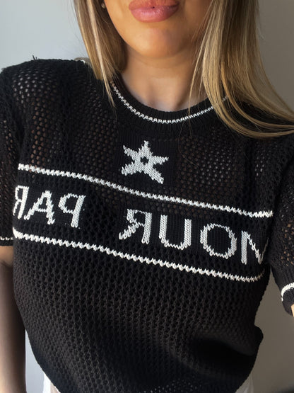Camiseta crochet AMOUR Negro