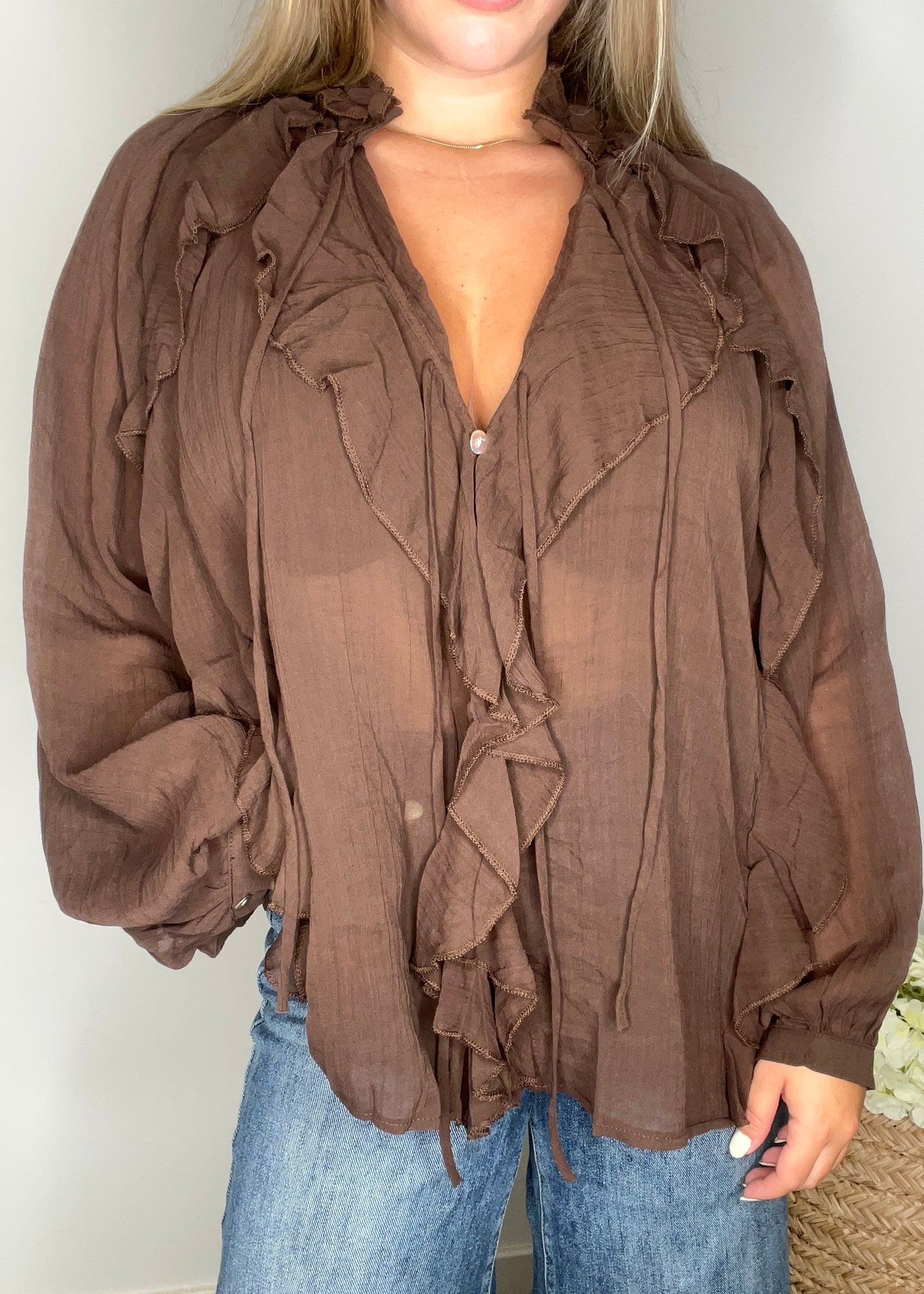 Blusa volantes - choco