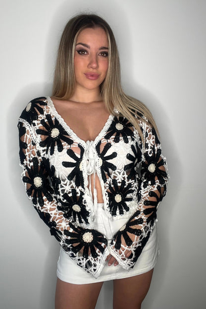 Chaqueta calada Flores