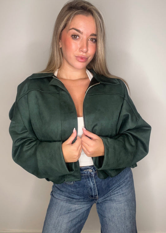 Chaqueta Bomber efecto Ante
