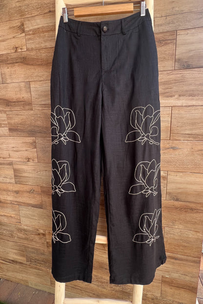 Pantalón lino Negro