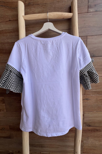 Camiseta manga Vichy Negra