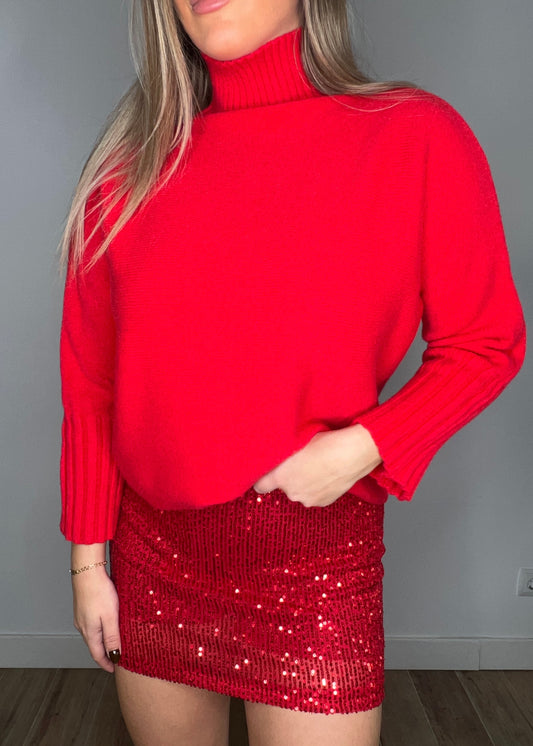 Falda Lentejuelas Roja