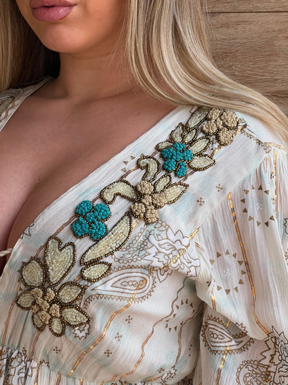 Vestido boho pedrería Azul