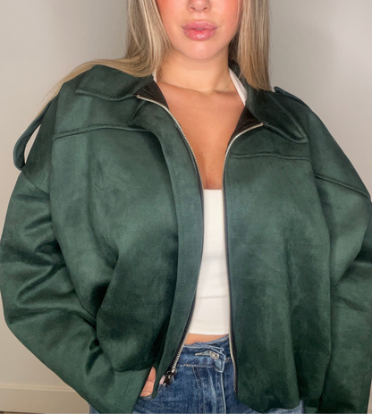 Chaqueta Bomber efecto Ante