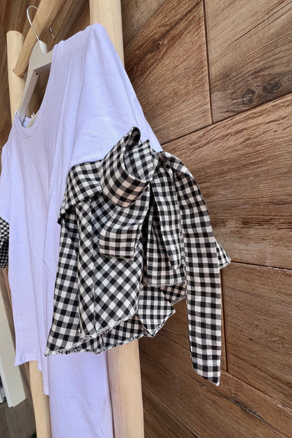 Camiseta manga Vichy Negra