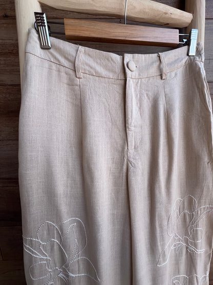 Pantalón lino beige