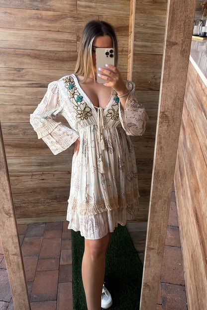 Vestido boho pedrería Azul