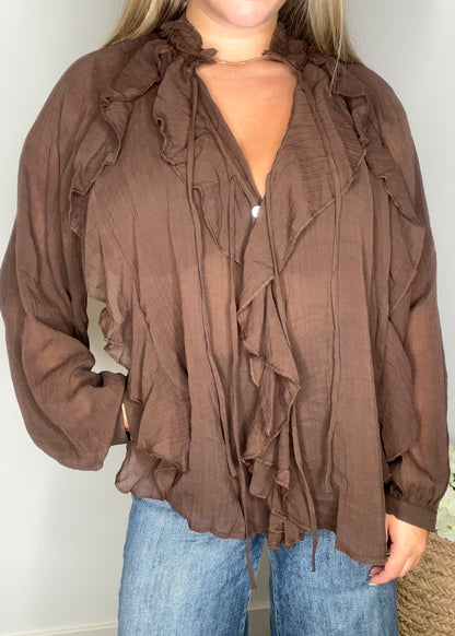 Blusa volantes - choco