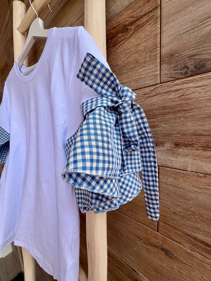 Camiseta manga Vichy Azul