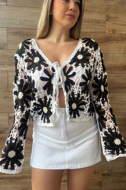Chaqueta calada Flores
