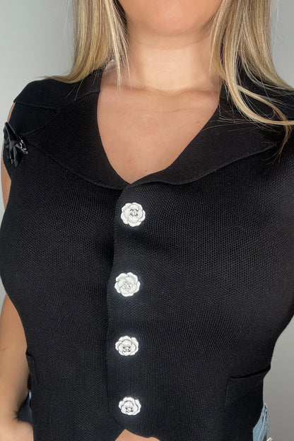 Chaleco flor Negro