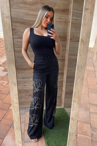 Pantalón lino Negro