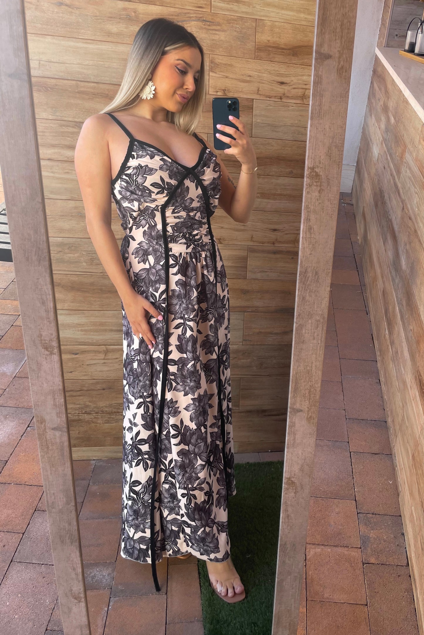 Vestido flores Negro