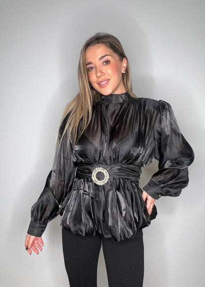 Blusa Broche Negra